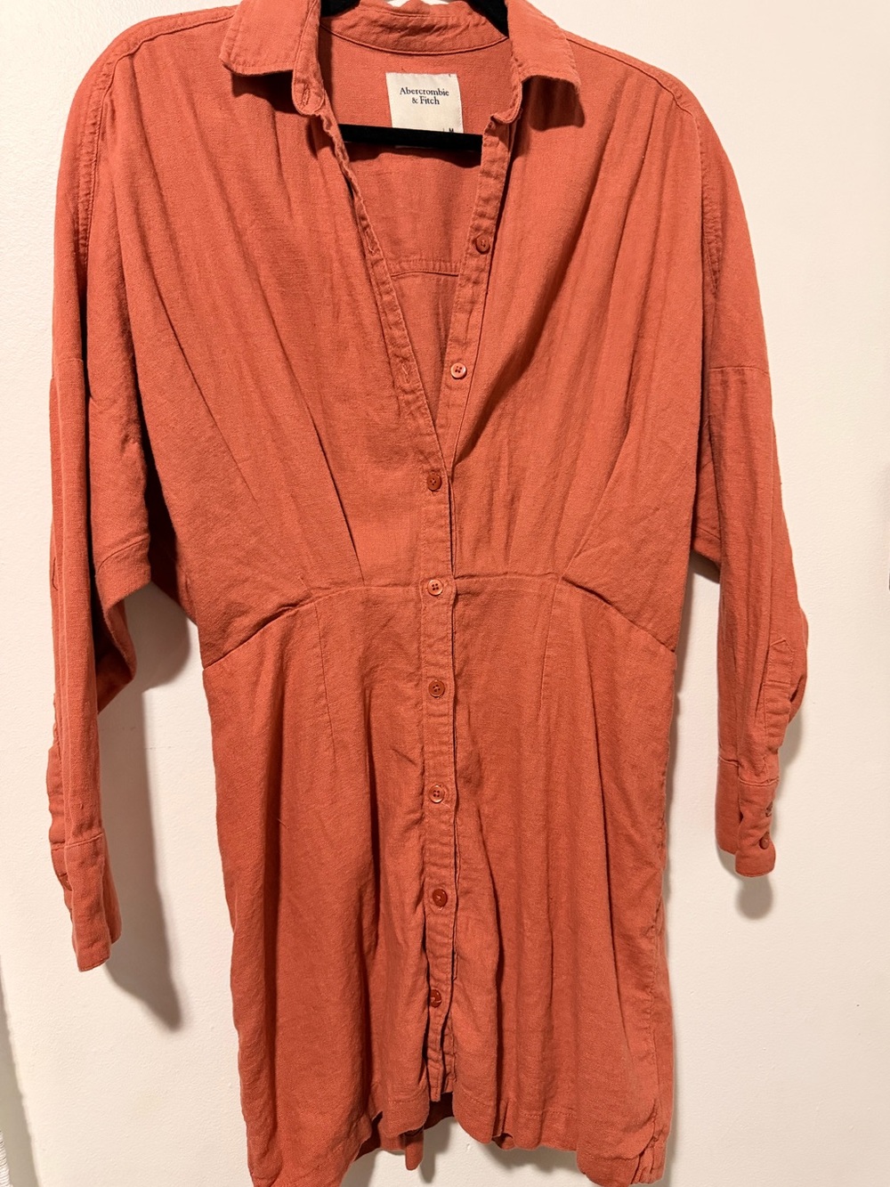 Abercrombie and Fitch Button Up Long Sleeve Dress Rust Color Size M